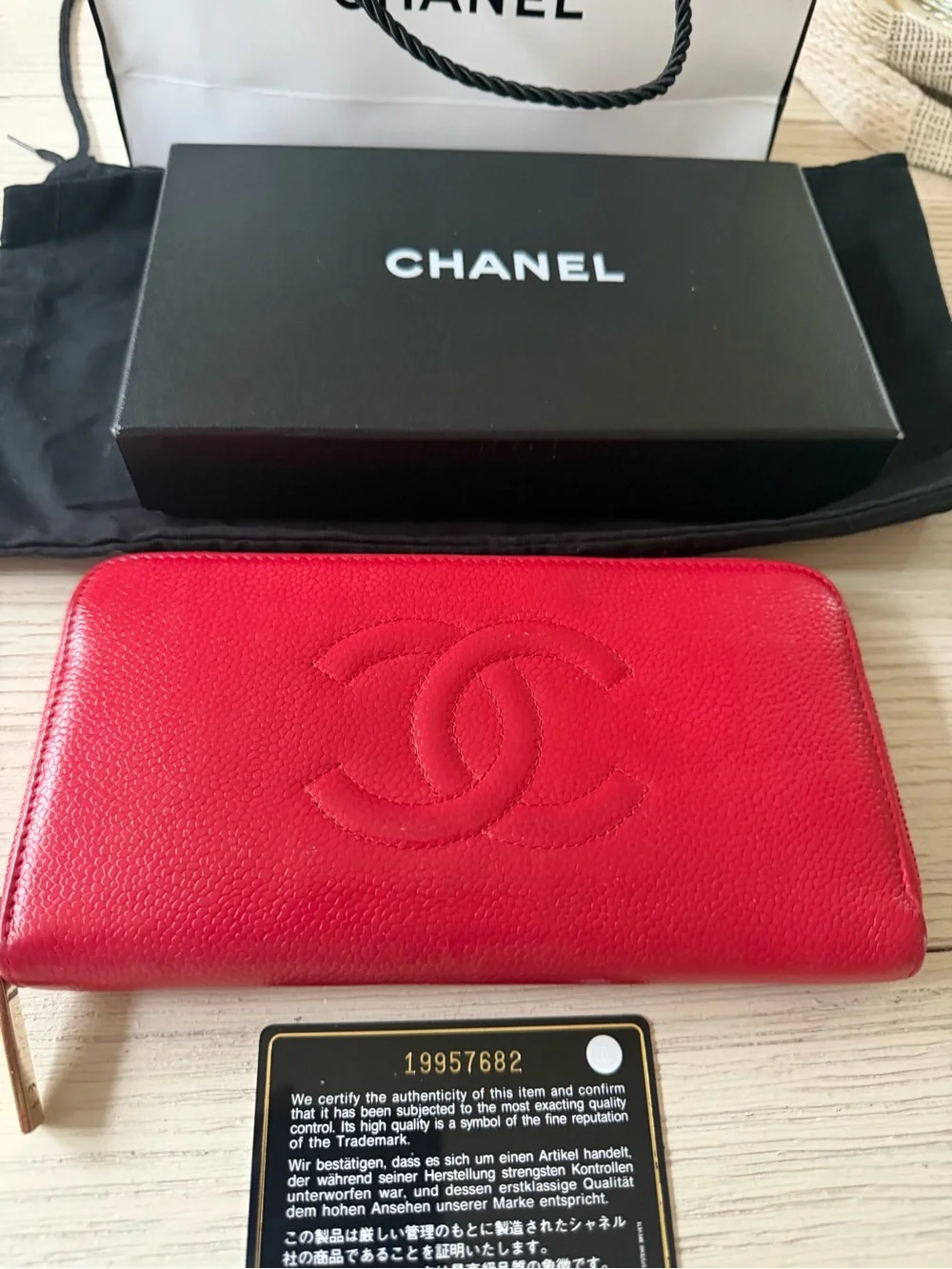CHANEL CC Logo Zip Around Wallet